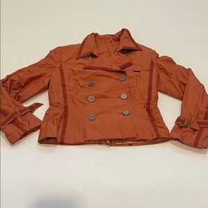 Women's Double-Breasted Orange Jacket with Belt